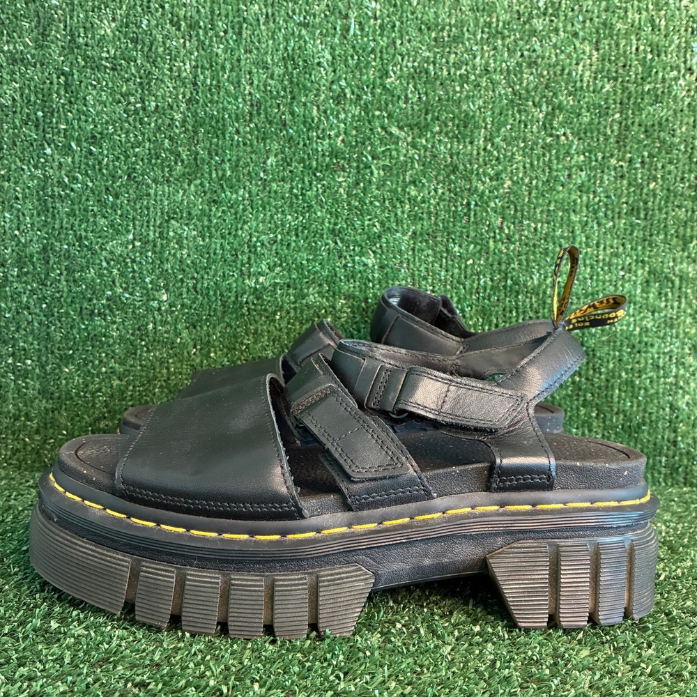 Dr. Martens Ricki 3-Strap Leather Platform Chunky Punk Sandal Black Womens Sz 10 - Picture 3 of 9